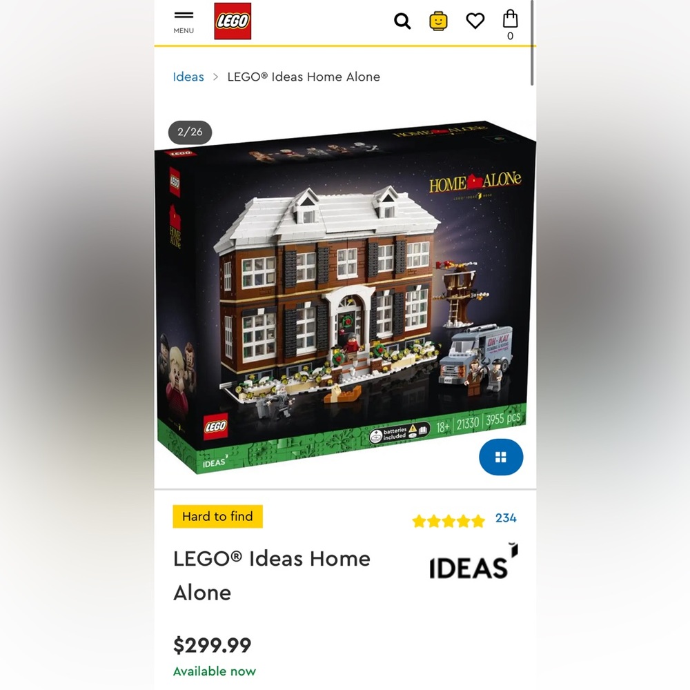Home Alone Lego Kit (21330 Home Alone V39) NEW